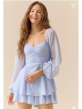 Florence Double Layered Romper Altar'd State French Blue Romper NWT